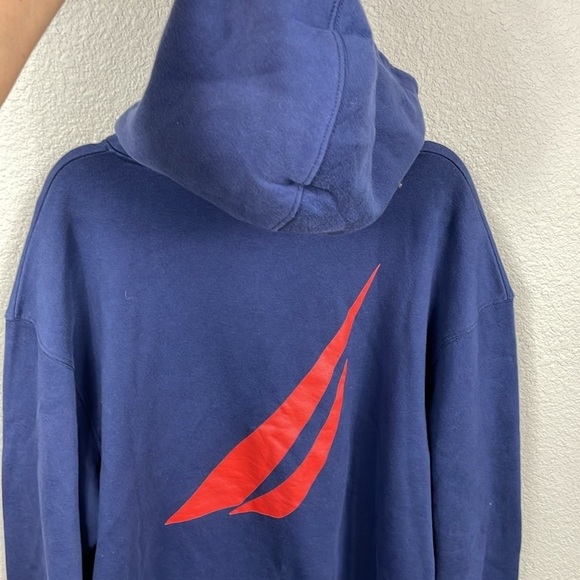 NWT Krost x Nautica Fair Winds Vented Hoodie Sweatshirt Blue Side Tie Sz L - Picture 6 of 16